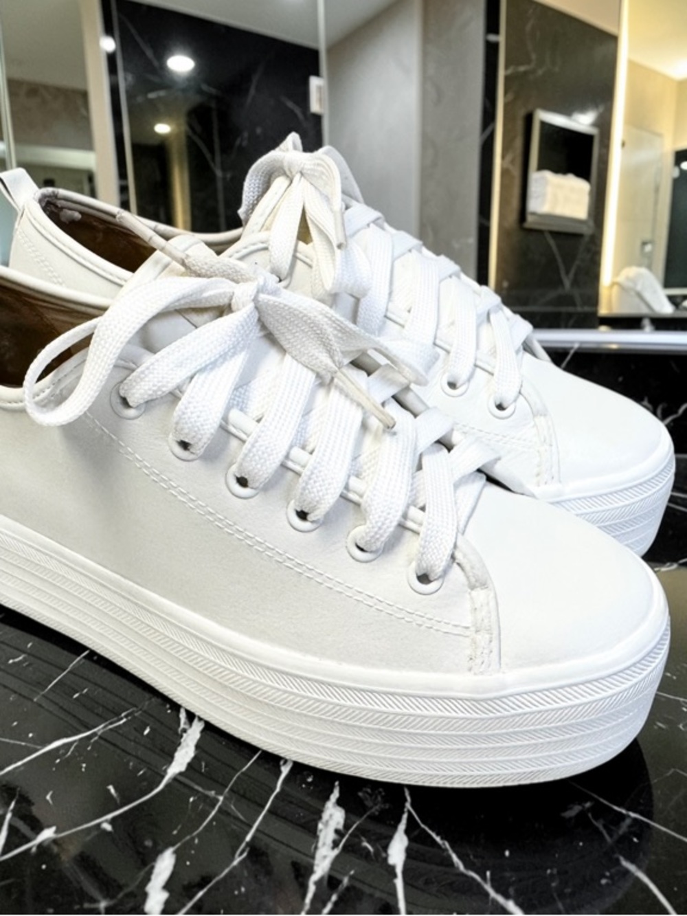 Keds White Platform Lace-Up Sneakers